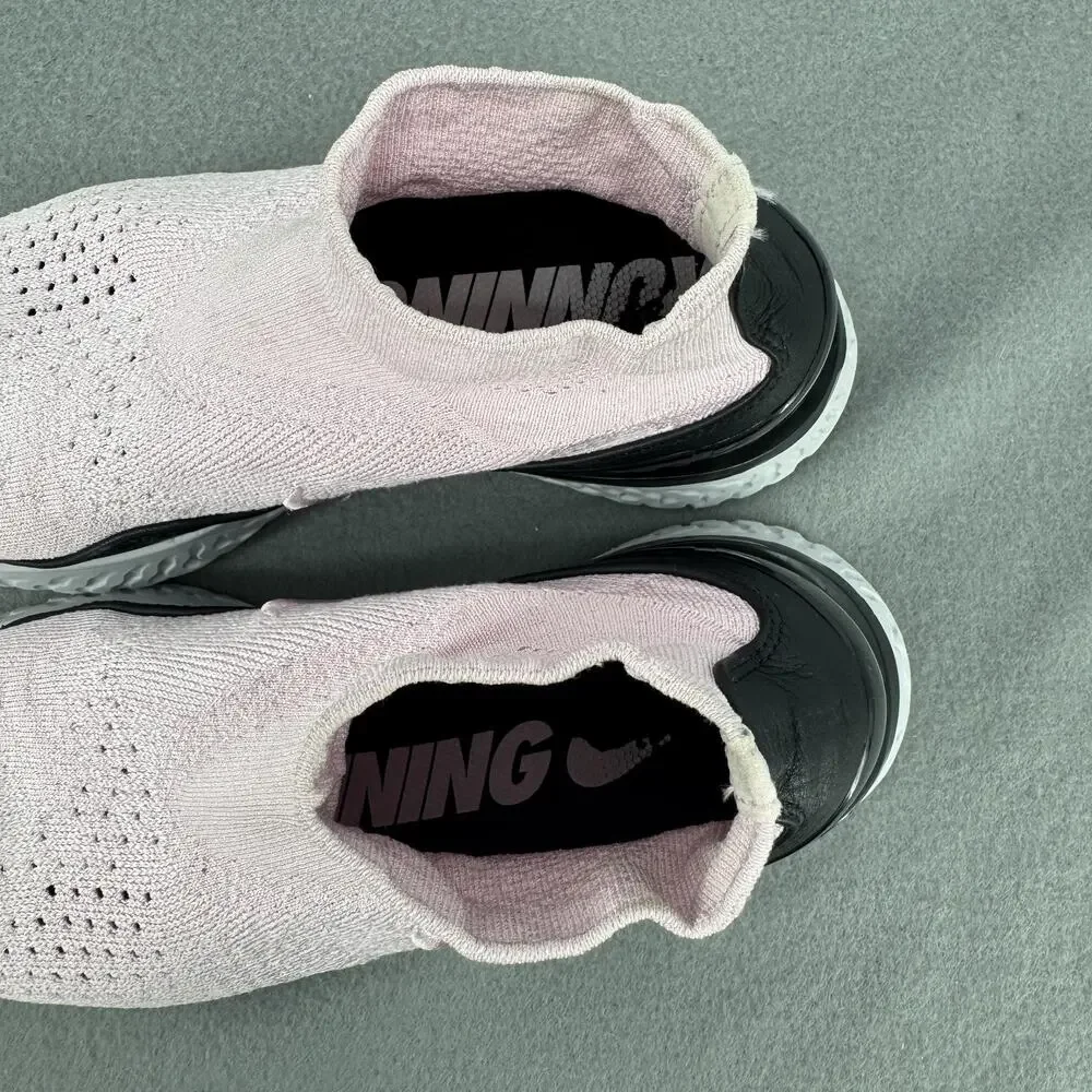 Nike Rise React Flyknit Pink Foam Black Womens Size 8 AV5553-660 Sock Shoes